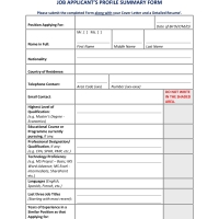 Job Applicant's Profile Summary Form